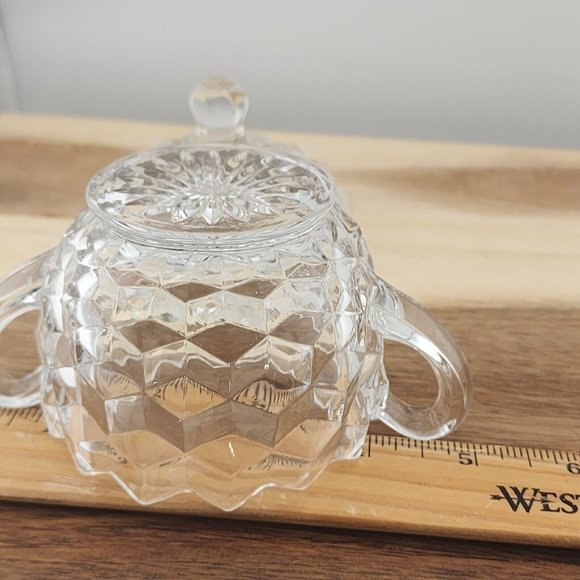 Colony Whitehall Clear Covered Sugar Bowl cube cubist glass midcentury vintage - Picture 16 of 16